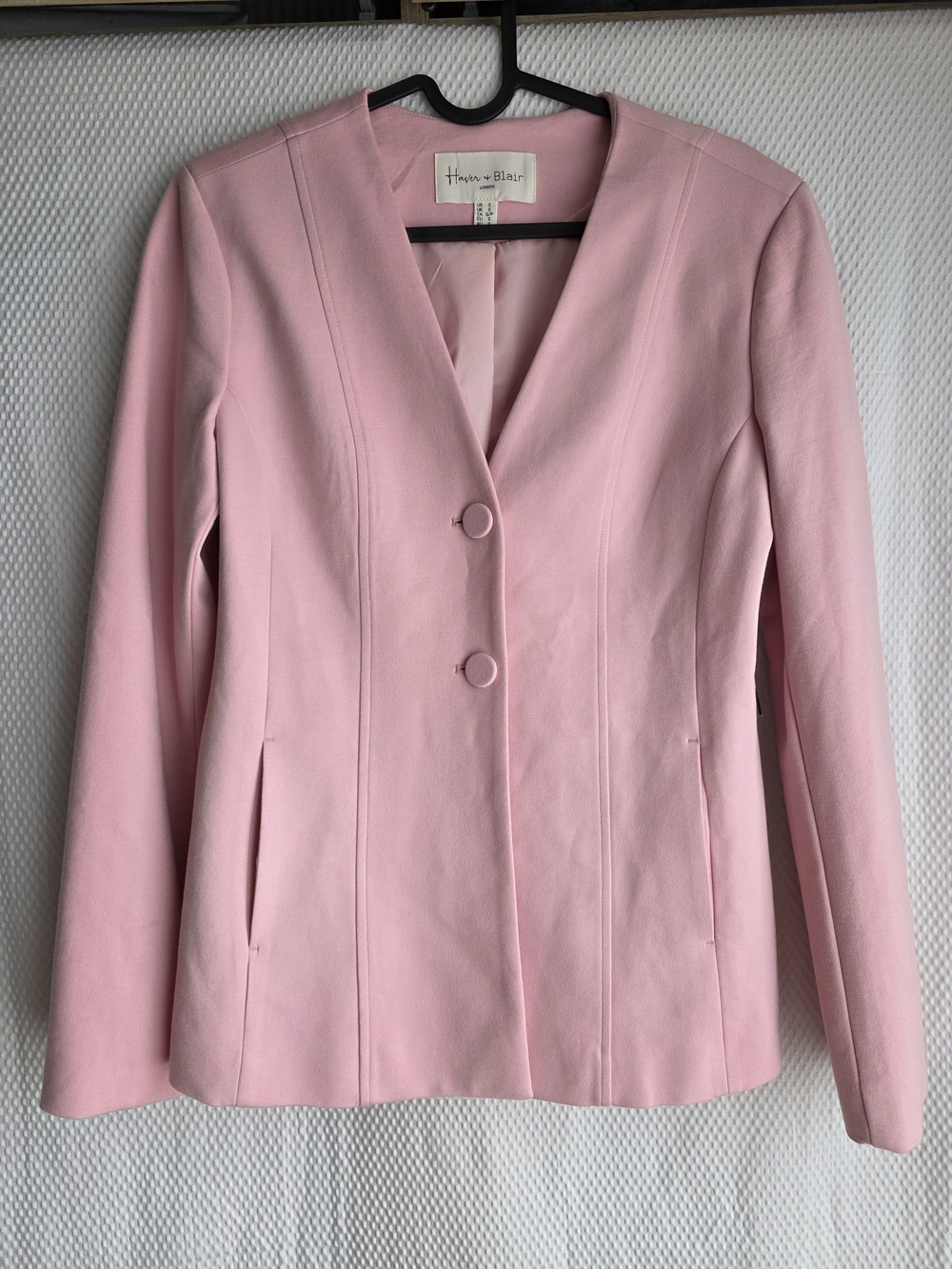 NWT Haven + Blair London Pink Collarless Blazer Jacket Size S